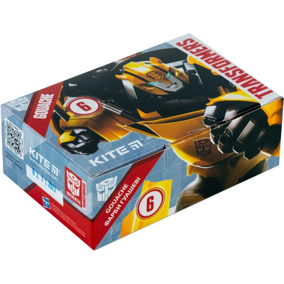Гуаш "Kite" 6 кол. 20 мл /TF23-062/ "Transformers" (1/24)