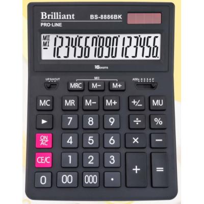 Калькулятор "Brilliant" /BS-8886BK/ настол.16-разр,2 пам.205*155