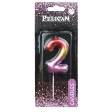Свічка для торту "Pelican" /866062/ "2" РАЙДУЖНА 6см (1/12)