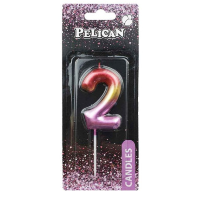 Свічка для торту "Pelican" /866062/ "2" РАЙДУЖНА 6см (1/12)
