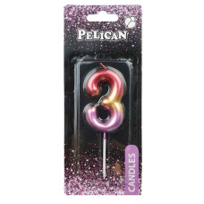 Свічка для торту "Pelican" /866063/ "3" РАЙДУЖНА 6см (1/12)