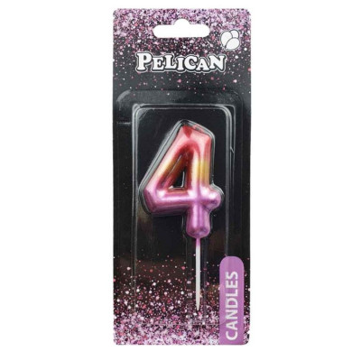 Свічка для торту "Pelican" /866064/ "4" РАЙДУЖНА 6см (1/12)