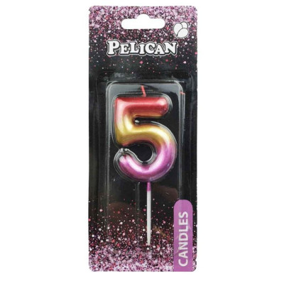 Свічка для торту "Pelican" /866065/ "5" РАЙДУЖНА 6см (1/12)