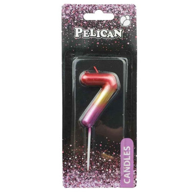 Свічка для торту "Pelican" /866067/ "7" РАЙДУЖНА 6см (1/12)