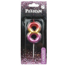 Свічка для торту "Pelican" /866068/ "8" РАЙДУЖНА 6см (1/12)