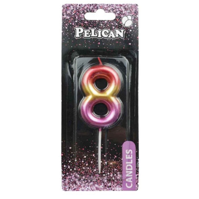Свічка для торту "Pelican" /866068/ "8" РАЙДУЖНА 6см (1/12)