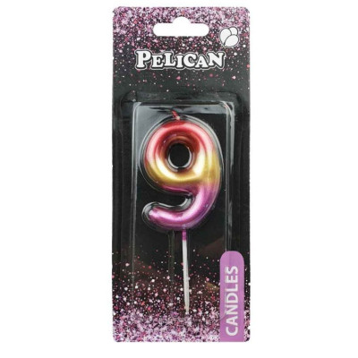 Свічка для торту "Pelican" /866069/ "9" РАЙДУЖНА 6см (1/12)