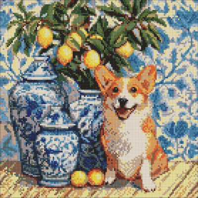 Алмазна мозаїка "Ідейка" /AMO20217/ "Коргі та лимони" 40*40см