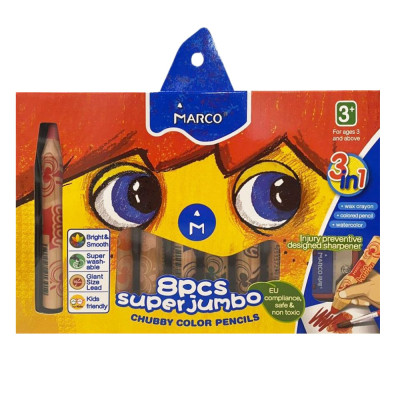 Олівці кольорові акварельні "Marco Chubby color" 8 кол. /1800-8СВ/ Jumbo (1/10/40)