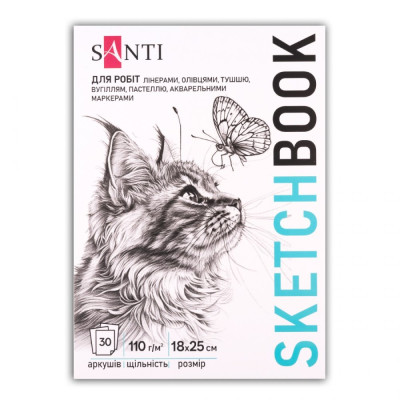 Скетчбук 18х25см/30арк. "SANTI" /743201/ "Animals" склейка, 110г/м2 (1/15/30)