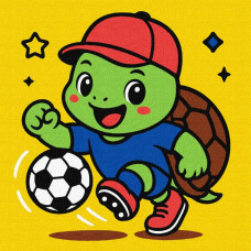 Картина за номерами "Ідейка" /KHO1284/ "Черепашка грає у футбол Football" 25х25см