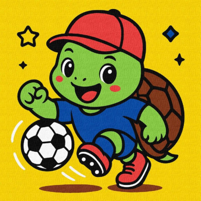 Картина за номерами "Ідейка" /KHO1284/ "Черепашка грає у футбол Football" 25х25см
