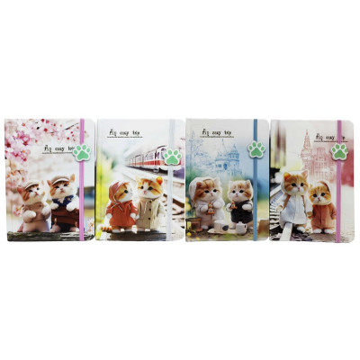 Блокнот А5/80арк. /1079/ # == на гумці з лапкою "Котики" , мікс
