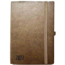 Щоденник ДАТ. 2027 А5/160арк "Bourgeois" /9960/ ШКІР. ЗАМ, крем пап., 70гр/м == на гумці (1/20)