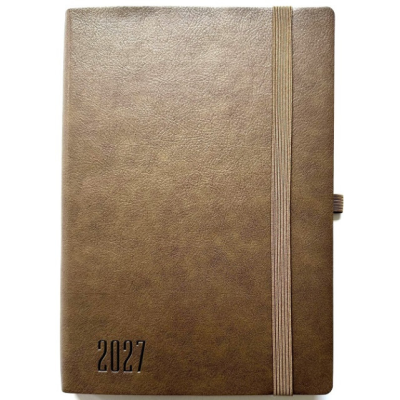 Щоденник ДАТ. 2027 А5/160арк "Bourgeois" /9960/ ШКІР. ЗАМ, крем пап., 70гр/м == на гумці (1/20)