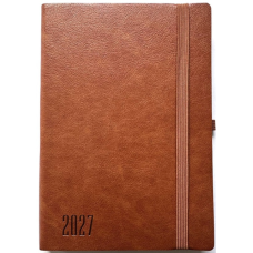 Щоденник ДАТ. 2027 А5/160арк "Bourgeois" /9961/ ШКІР. ЗАМ, крем пап., 70гр/м == на гумці (1/20)
