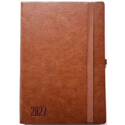 Щоденник ДАТ. 2027 А5/160арк "Bourgeois" /9961/ ШКІР. ЗАМ, крем пап., 70гр/м == на гумці (1/20)