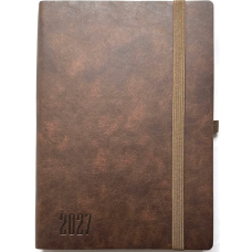 Щоденник ДАТ. 2027 А5/160арк "Bourgeois" /9963/ ШКІР. ЗАМ, крем пап., 70гр/м == на гумці (1/20)