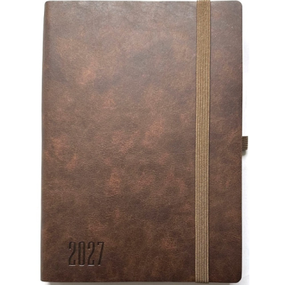 Щоденник ДАТ. 2027 А5/160арк "Bourgeois" /9963/ ШКІР. ЗАМ, крем пап., 70гр/м == на гумці (1/20)