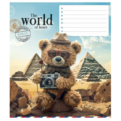 Зошит уч. "Школярик" 12арк.# /3443K/ "The World of Bears" ВД лак (нейт) (30/300)