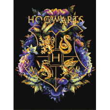Картина за номерами "Ідейка" /KHO5209/ "Harry Potter: Герб Гоґвортсу з фарбами металік" 30*40см
