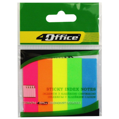 Індекс регістри "4OFFICE" /4-435/ ПЛАСТ. 50*12 мм, НЕОН (5кол.*20арк.) (1/50)