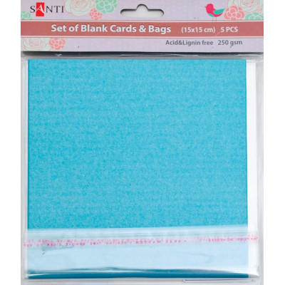 Заготовка для листівок "SANTI" /952254/ 15*15 см 5шт.,голуб.перламутр.,250г/м2 (1/100)