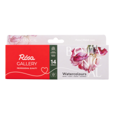 Акварель "ROSA Gallery" /3403429/ 14кол.*2,5мл, кювета, Червоний метал.пенал (M) BOTANICAL