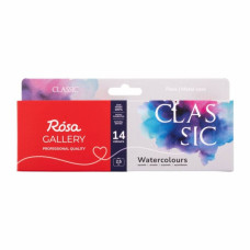 Акварель "ROSA Gallery" /340014/ 14кол.*2,5мл, кювета, Індіго метал.пенал (M) CLASSIC