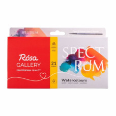 Акварель "ROSA Gallery" /3403424/ 21кол.*2,5мл, кювета, +пензель, Індіго метал.пенал (L) SPECTRUM