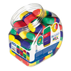 STOCK Точилка + гумка "MILAN" /4710236/8107/ "Compact Mix" подвійна, 6,7*4*2,5см, кол. мікс  (36)