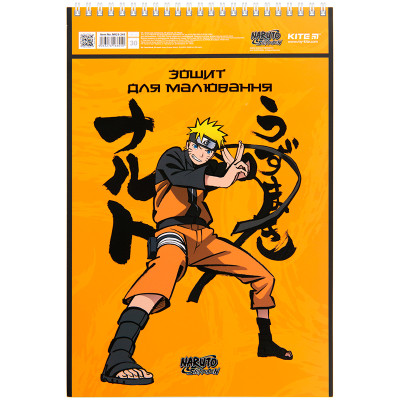 Альбом для малювання А4/30арк. "Kite" /NR23-243/ спіраль, софт тач + УФ лак, Naruto (12/96)