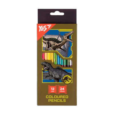 Олівці кольорові "Yes" 24 кол./12 шт /290748/ "Jurassic World" хакі (1/12/240)
