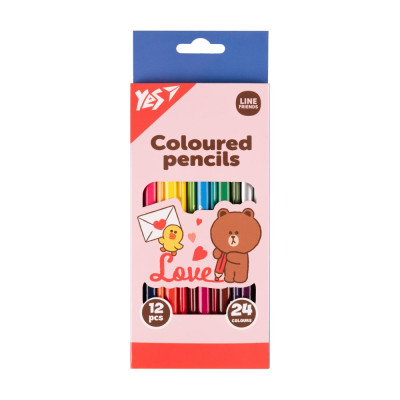 Олівці кольорові "Yes" 24 кол./12 шт /290746/ "Line Friends. Choco love" (1/12/240)