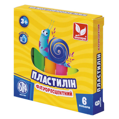 Пластилін восковий "Школярик"  6 кол. флуор. круглий /83811906-UA/ 78 г (1/26)