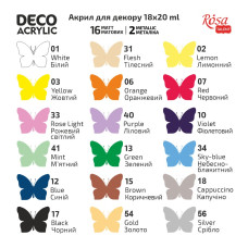 Набір акрилових фарб "ROSA Talent" /90747265/176/ 18кол.*20мл матові і металіки (1/8)