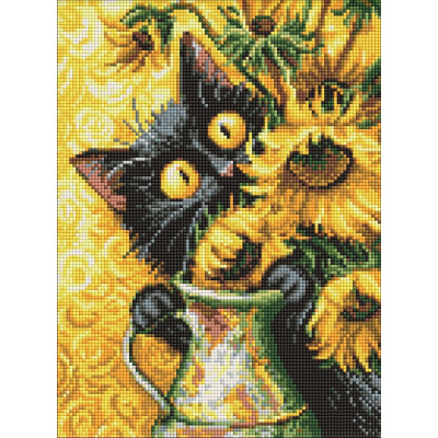 Алмазна мозаїка "Ідейка" /AMO20339/ "Кіт та соняхи" 30*40см
