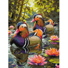 Картина за номерами "Ідейка" /KHO6957/ "Качки серед озерних лілій" 30*40см