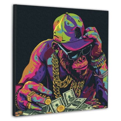 Картина за номерами "SANTI" /955052/ "Гроші та стиль", 40*40см неонові фарби
