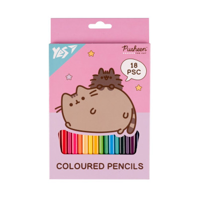 Олівці кольорові "Yes" 18 кол. /290733/ "Pusheen" рожеві (1/8/160)