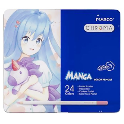 Олівці кольорові "Marco CHROMA"  24 кол. /8550-24TN/ Manga, металевий пенал (6/36)
