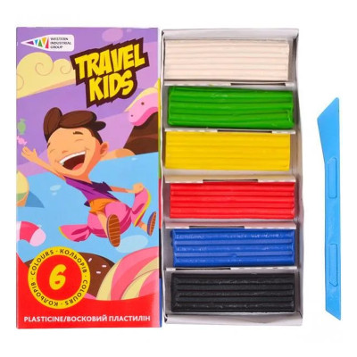Пластилін "TRAVEL KIDS" восковий 6 кол. /331008/TK/ к/к 72г. (24)