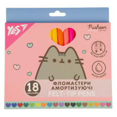 Фломастери "YES" 18 кол. /650583/ "Pusheen", амортизуючі (1/12/96)