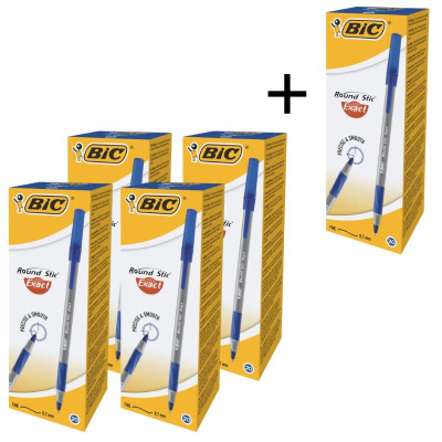 АКЦІЯ Ручка кулькова "BIC" Round Stic Exact (уп.20шт) /918543/879/ синя 4+1 (1)