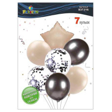 Кульки повітряні "Pelican" /837316/ латексні "Зірка, лате мікс з чорним хромом" 7шт/уп