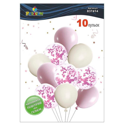 Кульки повітряні "Pelican" /837414/ латексні "Рожева ніжність" вінтажний 10шт/уп