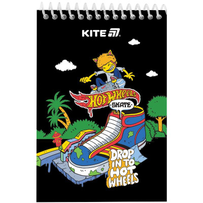Скетчбук А6/48арк. "Kite" /HW25-196-2/ пласт. спіраль Hot Wheels Skate (1/20)