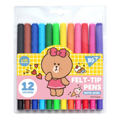 Фломастери "YES" 12 кол. /650546/ "Line Friends" (1/12/192)