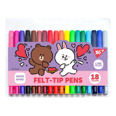 Фломастери "YES" 18 кол. /650551/ "Line Friends" (1/12/144)