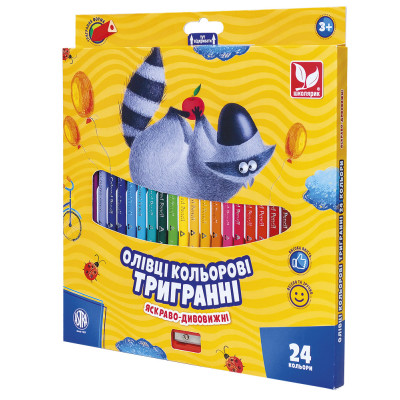 Олівці кольорові "Школярик" 24 кол. /312110003-UA/ тригранні, чинка (1/6)